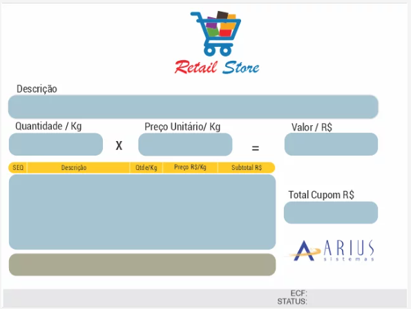 Tela do Arius Loja Clássico com descrição do item, quantidade, preço e total do cupom